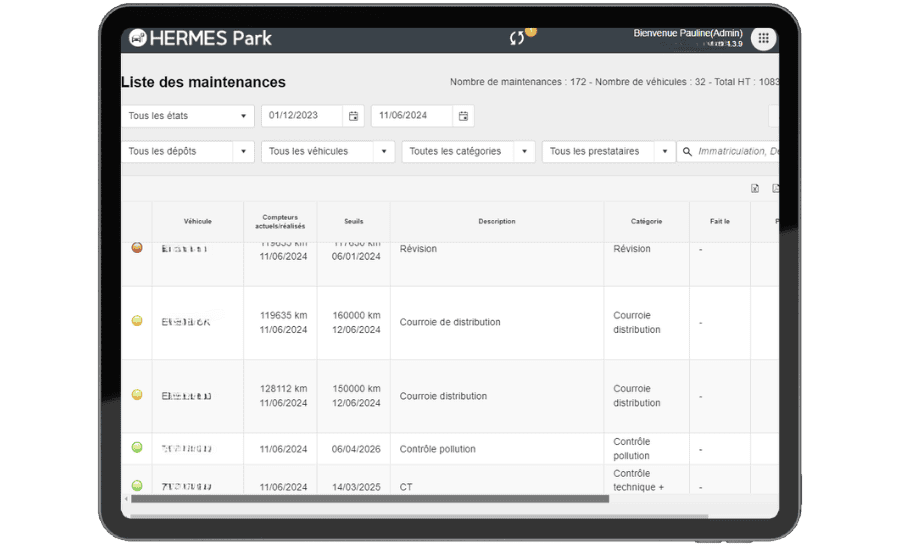 rapports maintenances des véhicules