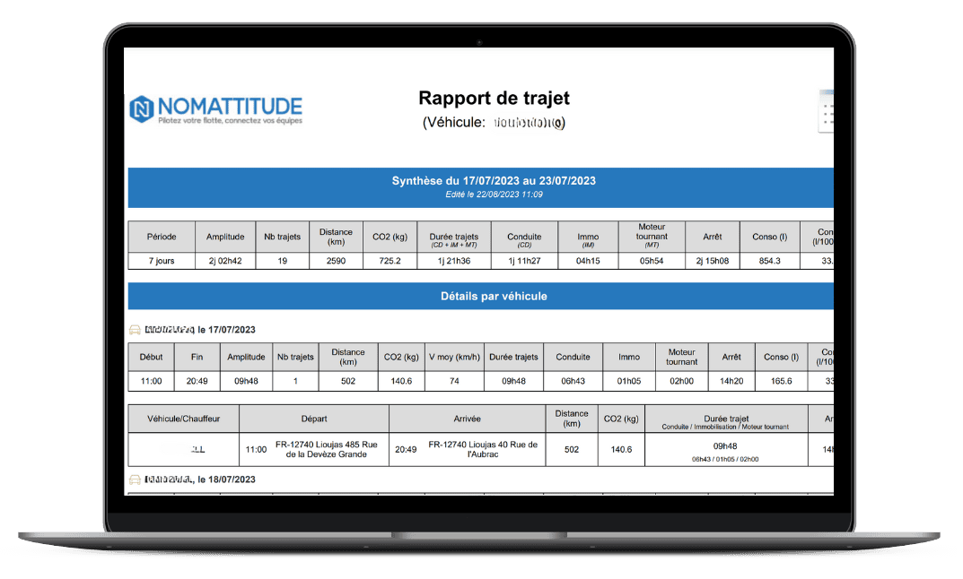 Rapport de trajet